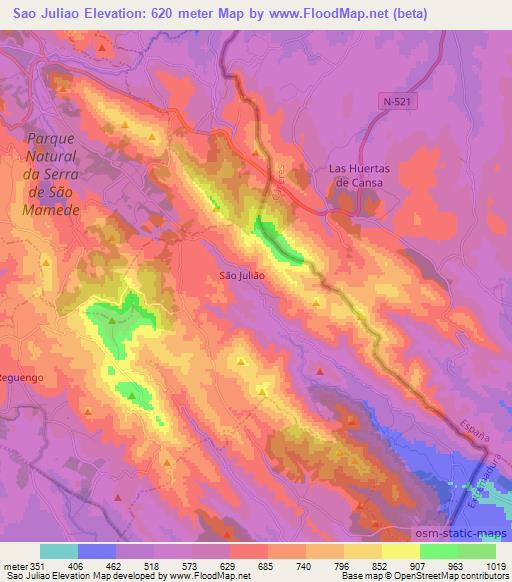 Sao Juliao,Portugal Elevation Map