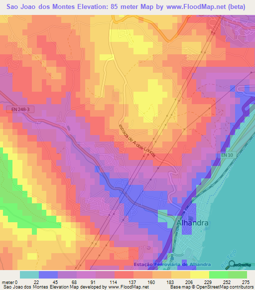 Sao Joao dos Montes,Portugal Elevation Map