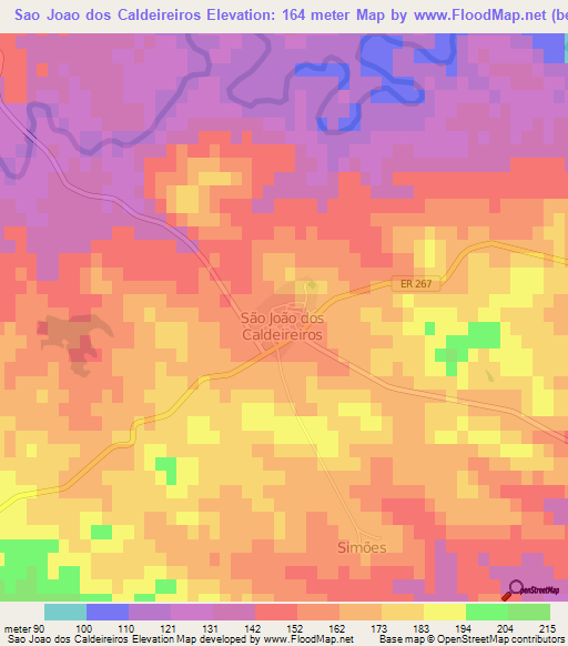 Sao Joao dos Caldeireiros,Portugal Elevation Map