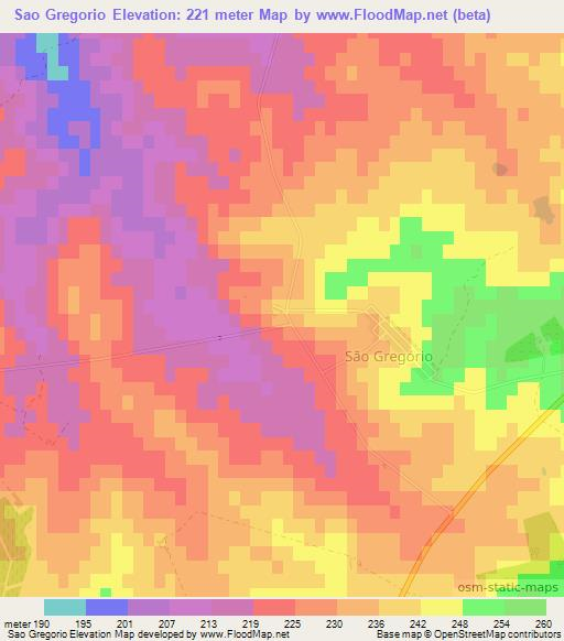 Sao Gregorio,Portugal Elevation Map