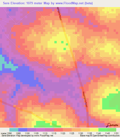 Sere,Uganda Elevation Map