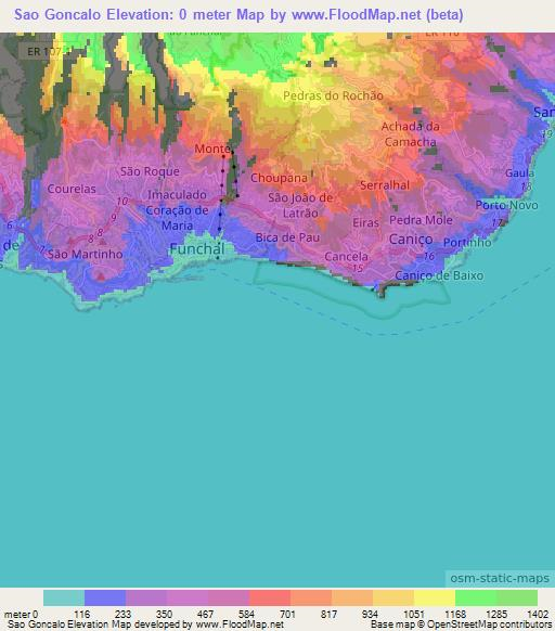 Sao Goncalo,Portugal Elevation Map