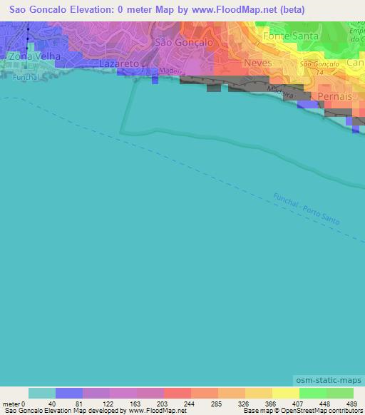 Sao Goncalo,Portugal Elevation Map