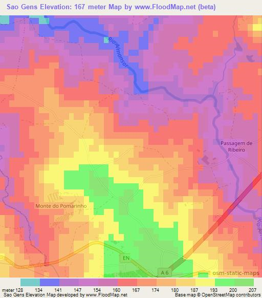 Sao Gens,Portugal Elevation Map