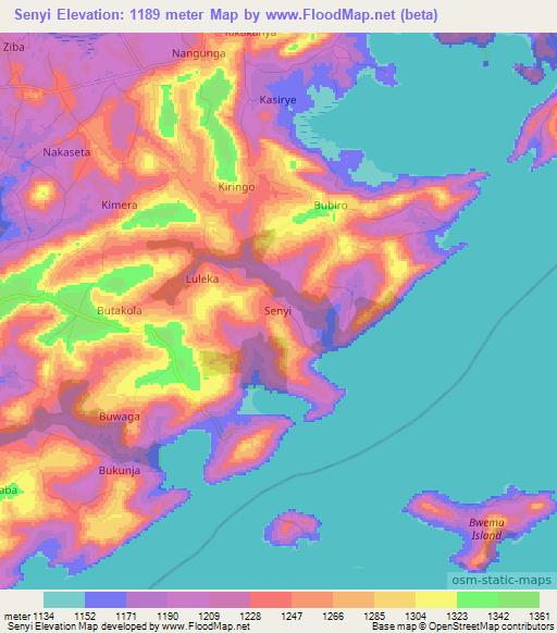 Senyi,Uganda Elevation Map