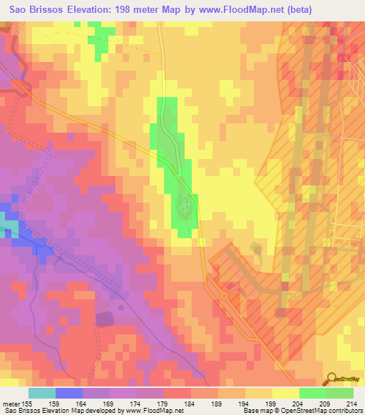 Sao Brissos,Portugal Elevation Map