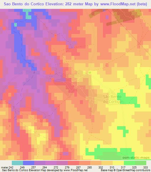 Sao Bento do Cortico,Portugal Elevation Map