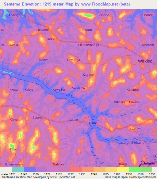 Sentema,Uganda Elevation Map
