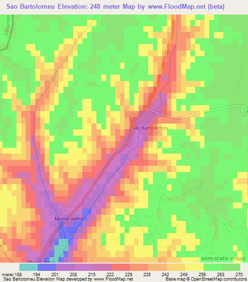 Sao Bartolomeu,Portugal Elevation Map