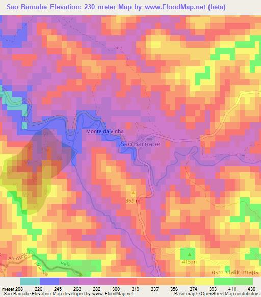Sao Barnabe,Portugal Elevation Map