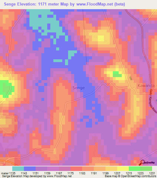 Senge,Uganda Elevation Map
