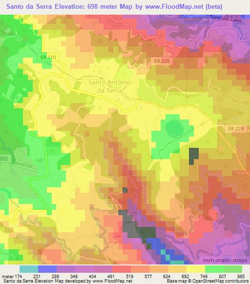 Santo da Serra,Portugal Elevation Map