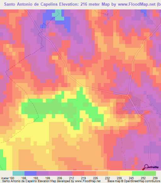 Santo Antonio de Capelins,Portugal Elevation Map