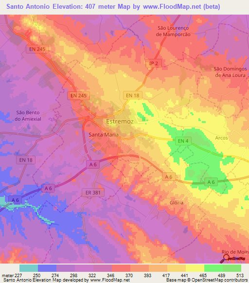 Santo Antonio,Portugal Elevation Map