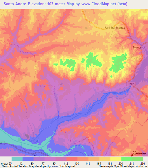 Santo Andre,Portugal Elevation Map