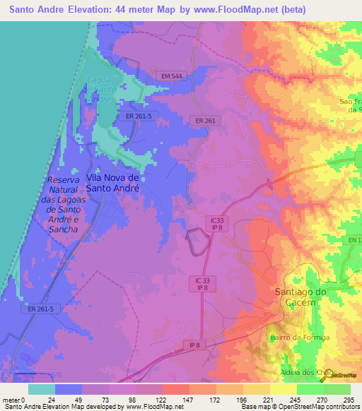 Santo Andre,Portugal Elevation Map