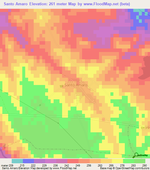 Santo Amaro,Portugal Elevation Map