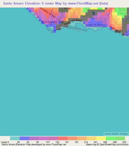 Santo Amaro,Portugal Elevation Map