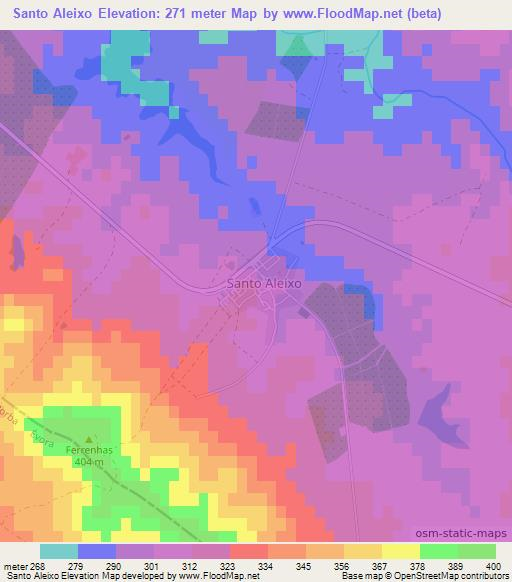 Santo Aleixo,Portugal Elevation Map