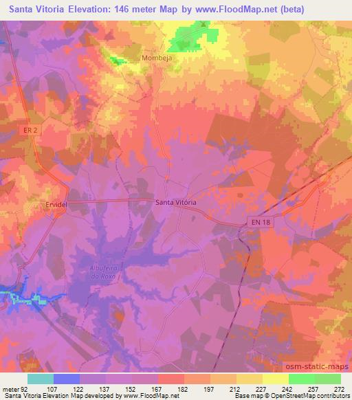 Santa Vitoria,Portugal Elevation Map