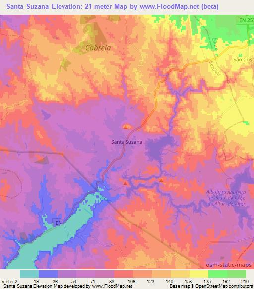 Santa Suzana,Portugal Elevation Map