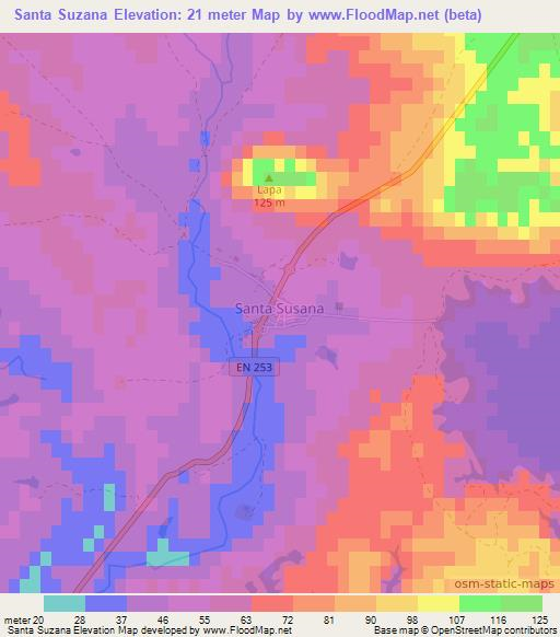 Santa Suzana,Portugal Elevation Map