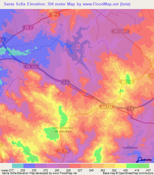 Santa Sofia,Portugal Elevation Map