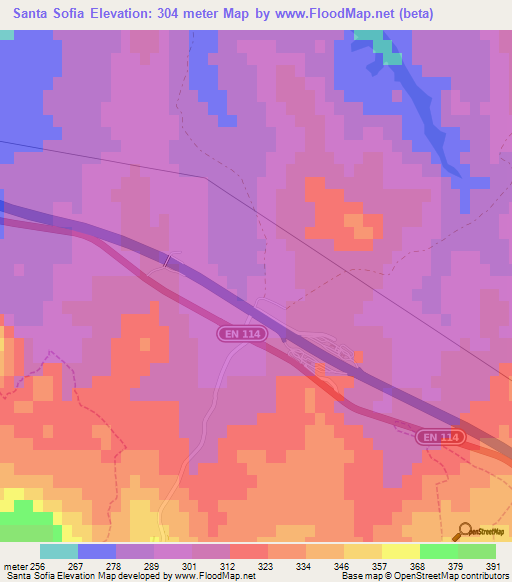 Santa Sofia,Portugal Elevation Map