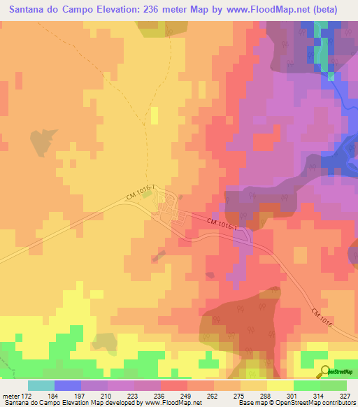 Santana do Campo,Portugal Elevation Map