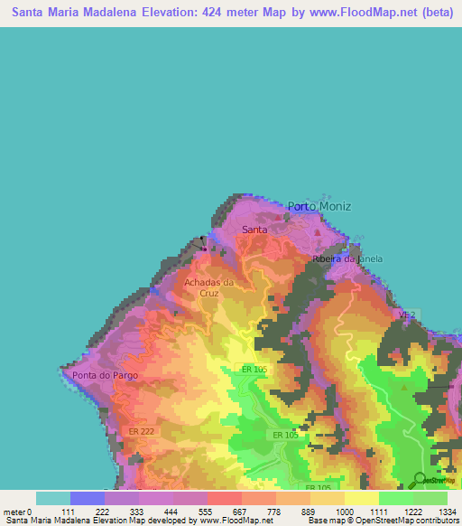 Santa Maria Madalena,Portugal Elevation Map