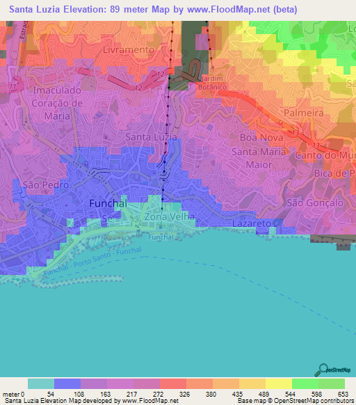 Santa Luzia,Portugal Elevation Map