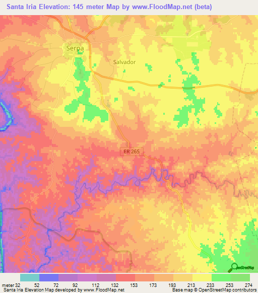 Santa Iria,Portugal Elevation Map