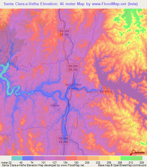Santa Clara-a-Velha,Portugal Elevation Map