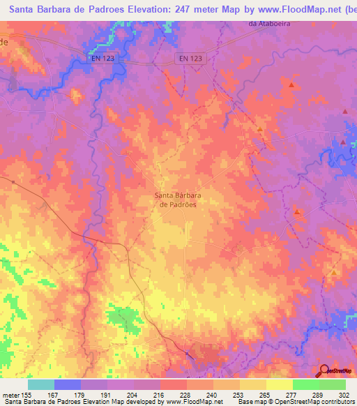 Santa Barbara de Padroes,Portugal Elevation Map