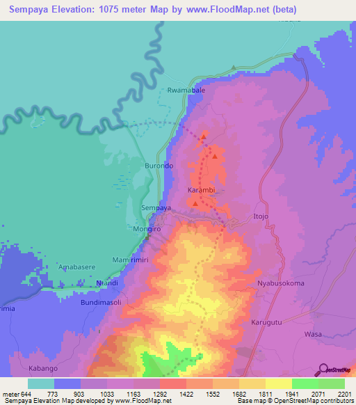 Sempaya,Uganda Elevation Map