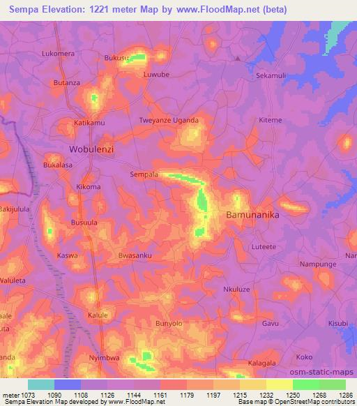 Sempa,Uganda Elevation Map