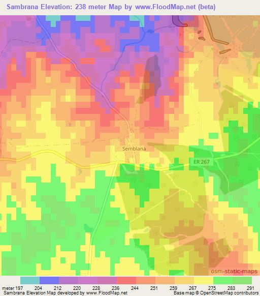 Sambrana,Portugal Elevation Map
