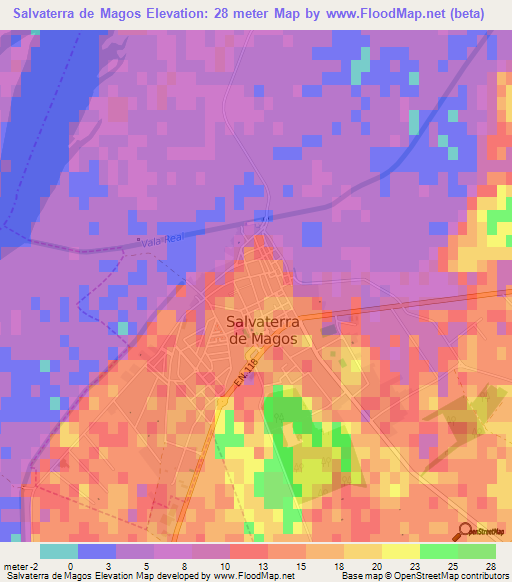 Salvaterra de Magos,Portugal Elevation Map