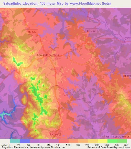 Salgadinho,Portugal Elevation Map