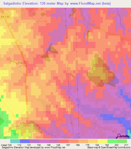 Salgadinho,Portugal Elevation Map