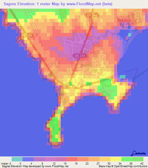 Sagres,Portugal Elevation Map