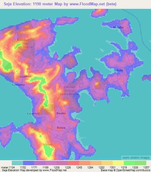 Seja,Uganda Elevation Map