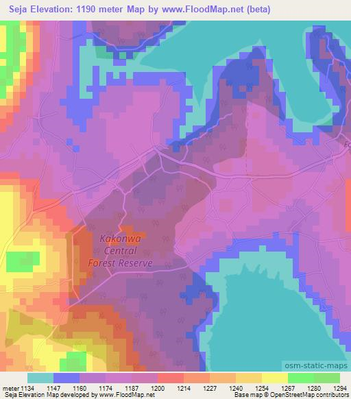 Seja,Uganda Elevation Map