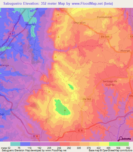 Sabugueiro,Portugal Elevation Map