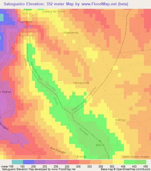 Sabugueiro,Portugal Elevation Map