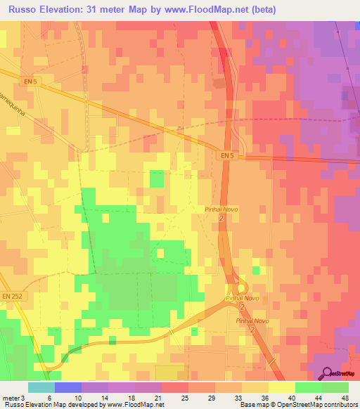 Russo,Portugal Elevation Map