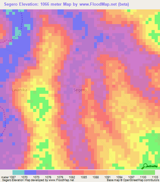 Segero,Uganda Elevation Map