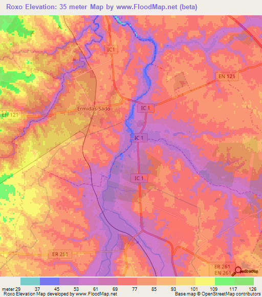 Roxo,Portugal Elevation Map