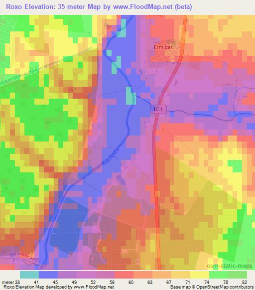 Roxo,Portugal Elevation Map