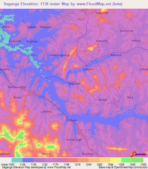Seganga,Uganda Elevation Map